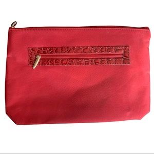 NWOT Lancôme Faux Alligator Red Extra Large Makeup Cosmetic Bag